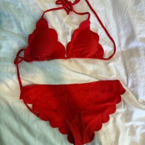 MARYSIA Women's Broadway Bikini Top and Antibes Bottom Red Women's Medium